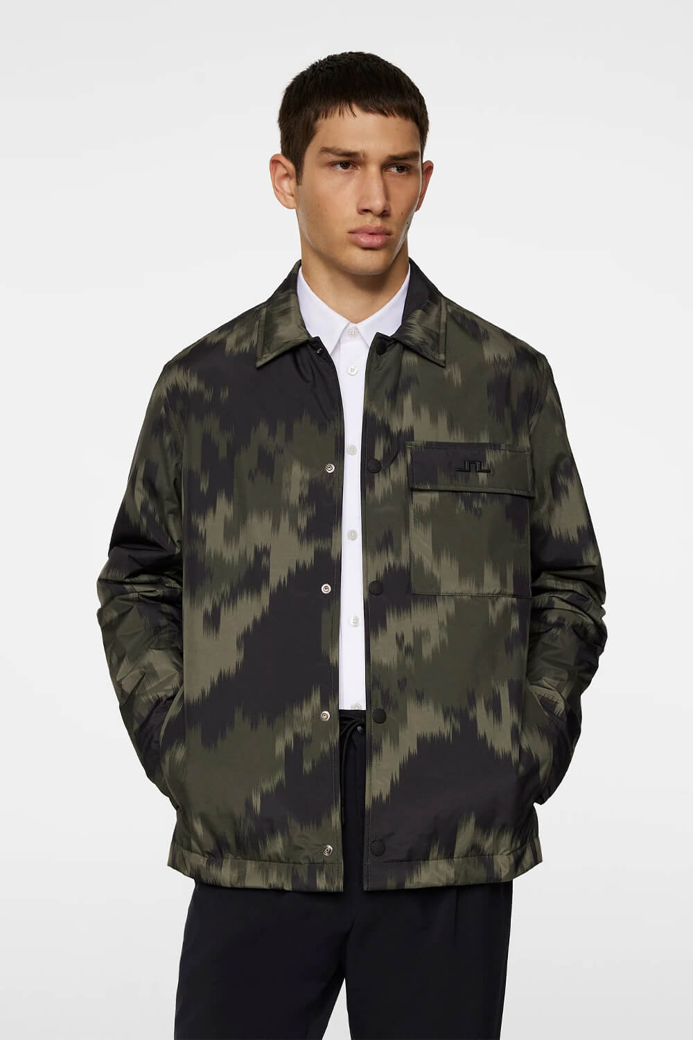 Nile Print padded Overshirt Khaki Green