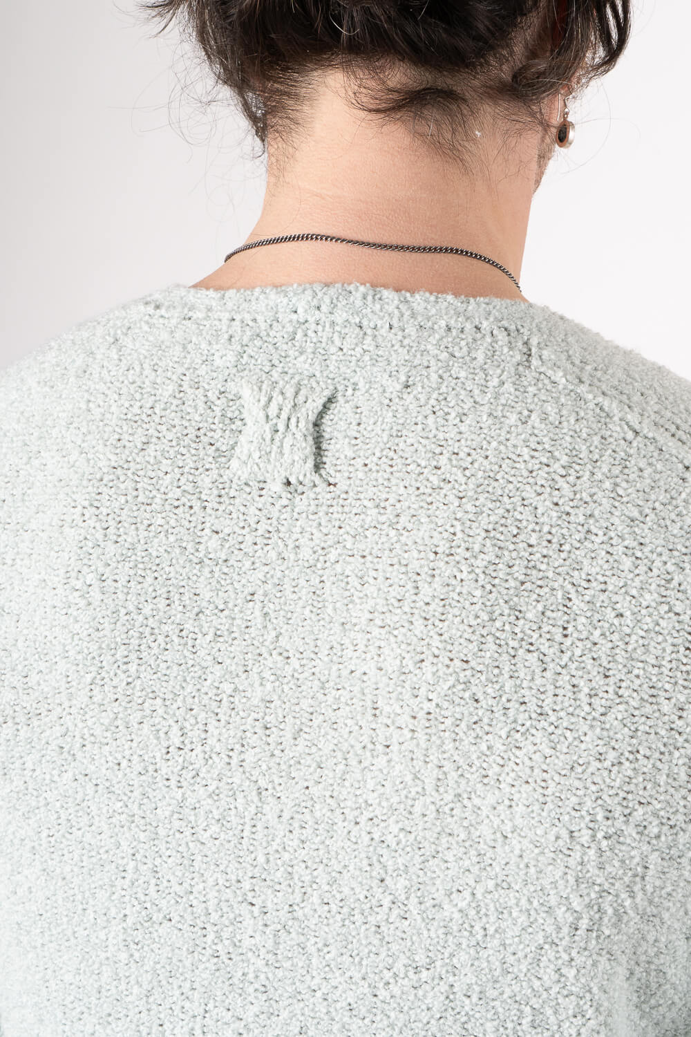 Open Collar Knitted Sweater Matcha