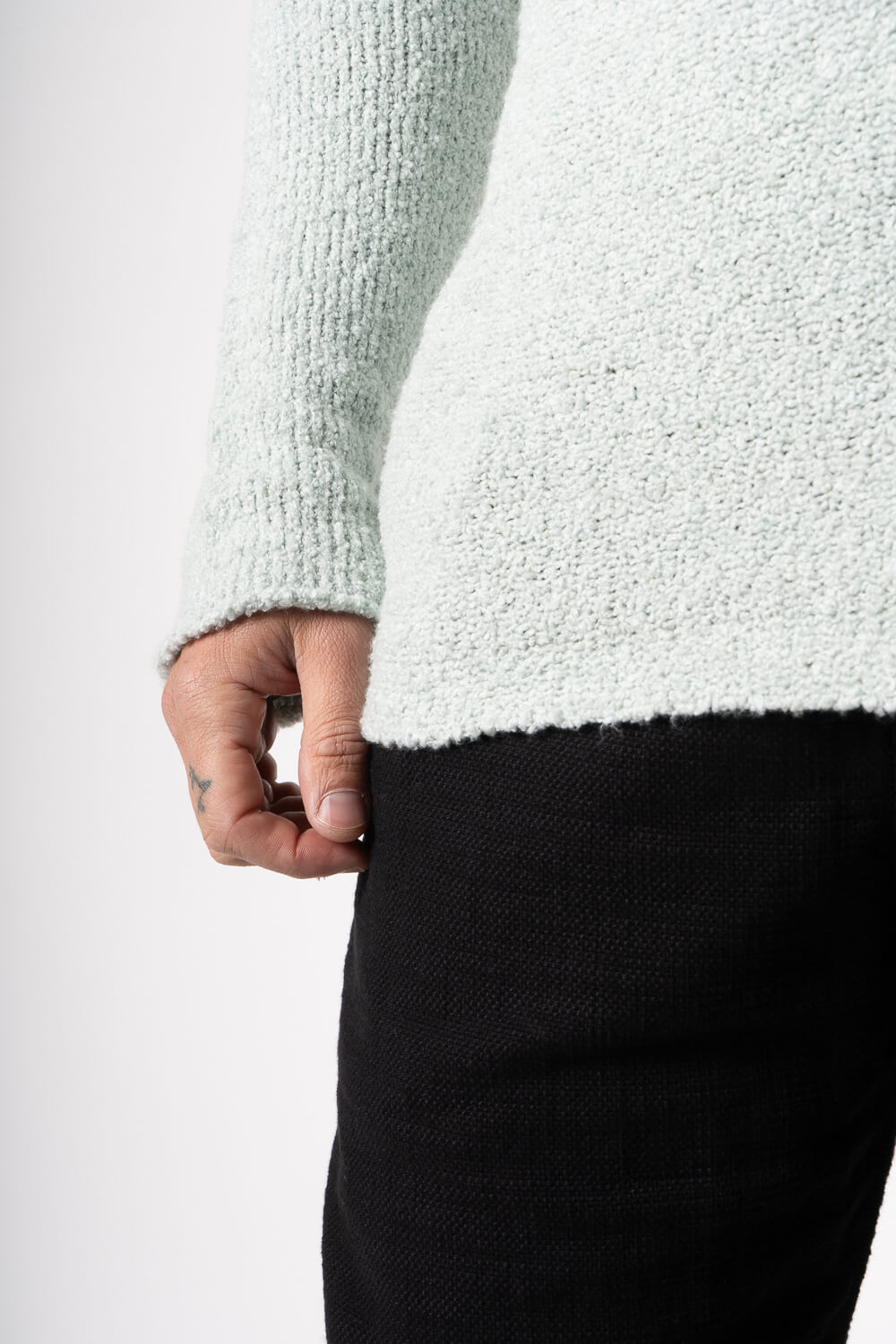 Open Collar Knitted Sweater Matcha