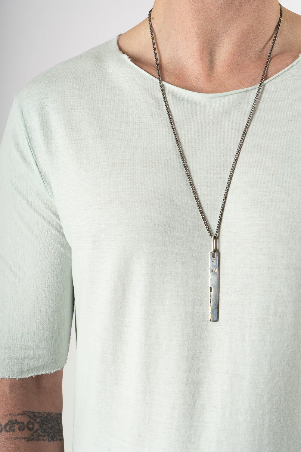 Open Collar Raw Neck T-Shirt Matcha