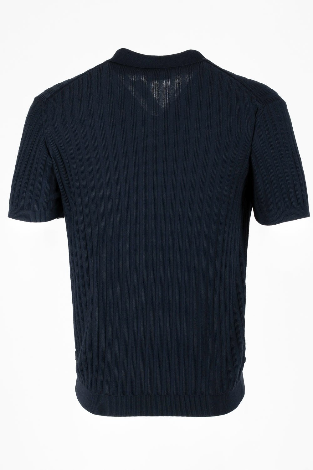 Open Collar Ribbed T-Shirt Navy