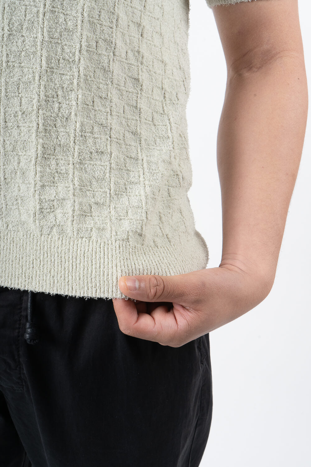Organic Cotton Textured Cotton Design Polo Shirt Mint