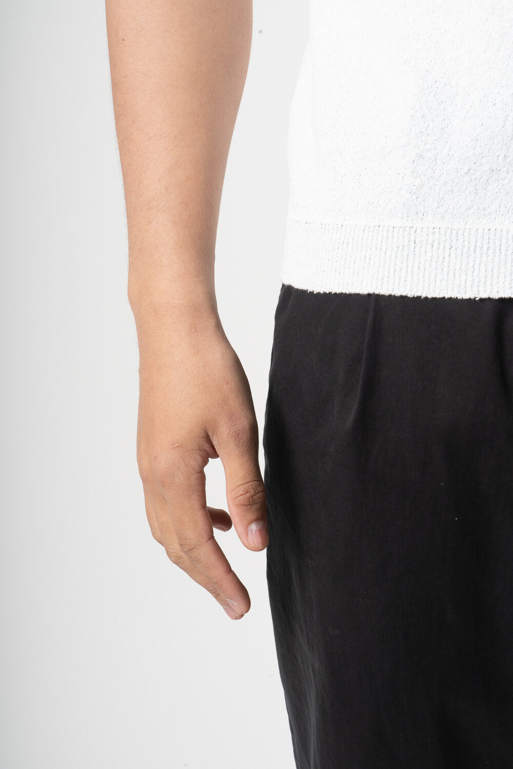 Organic Textured Cotton Mock Neck T-Shirt White