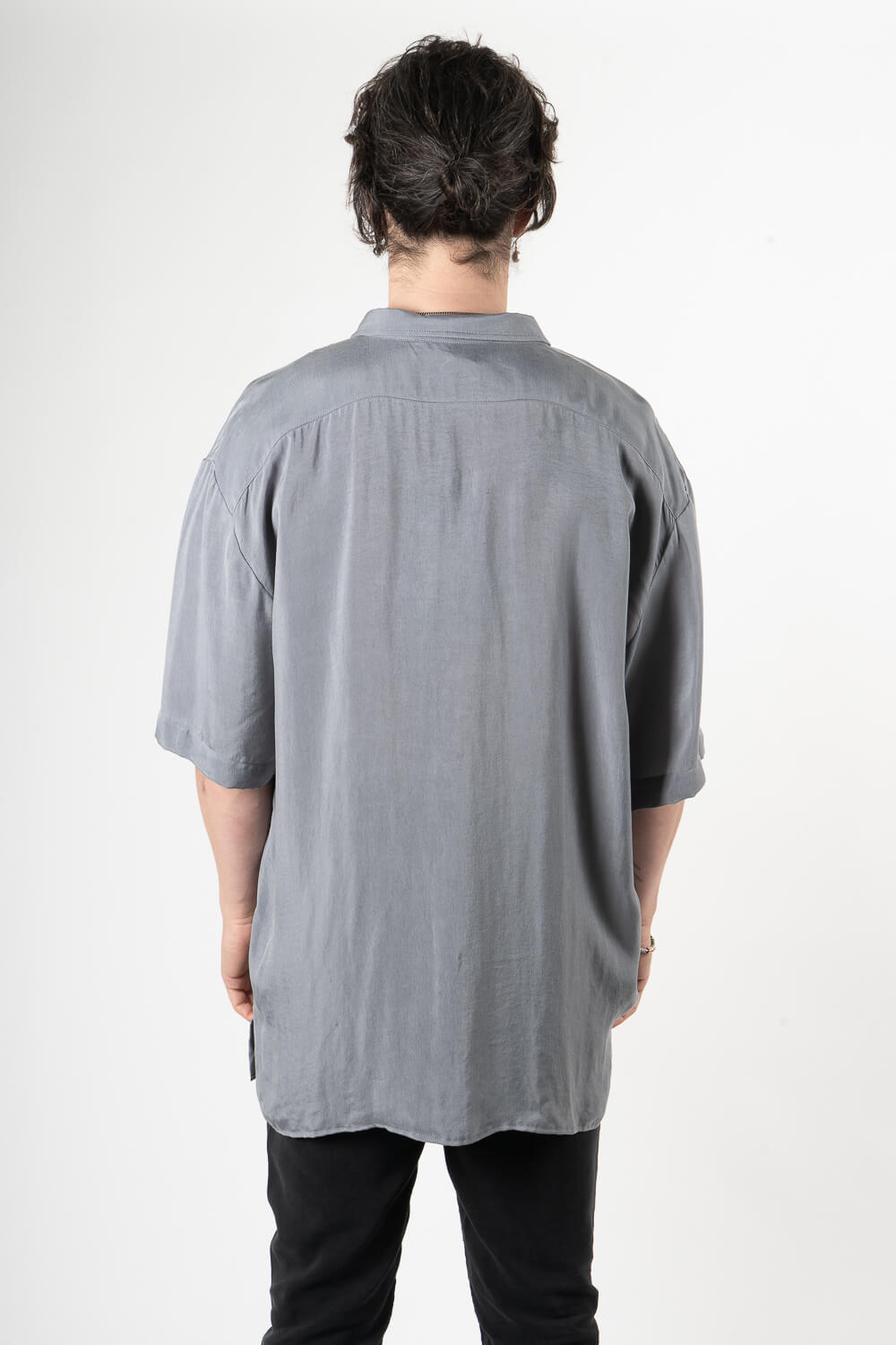 Pure Tuscan Silk Button-Up Shirt Grey