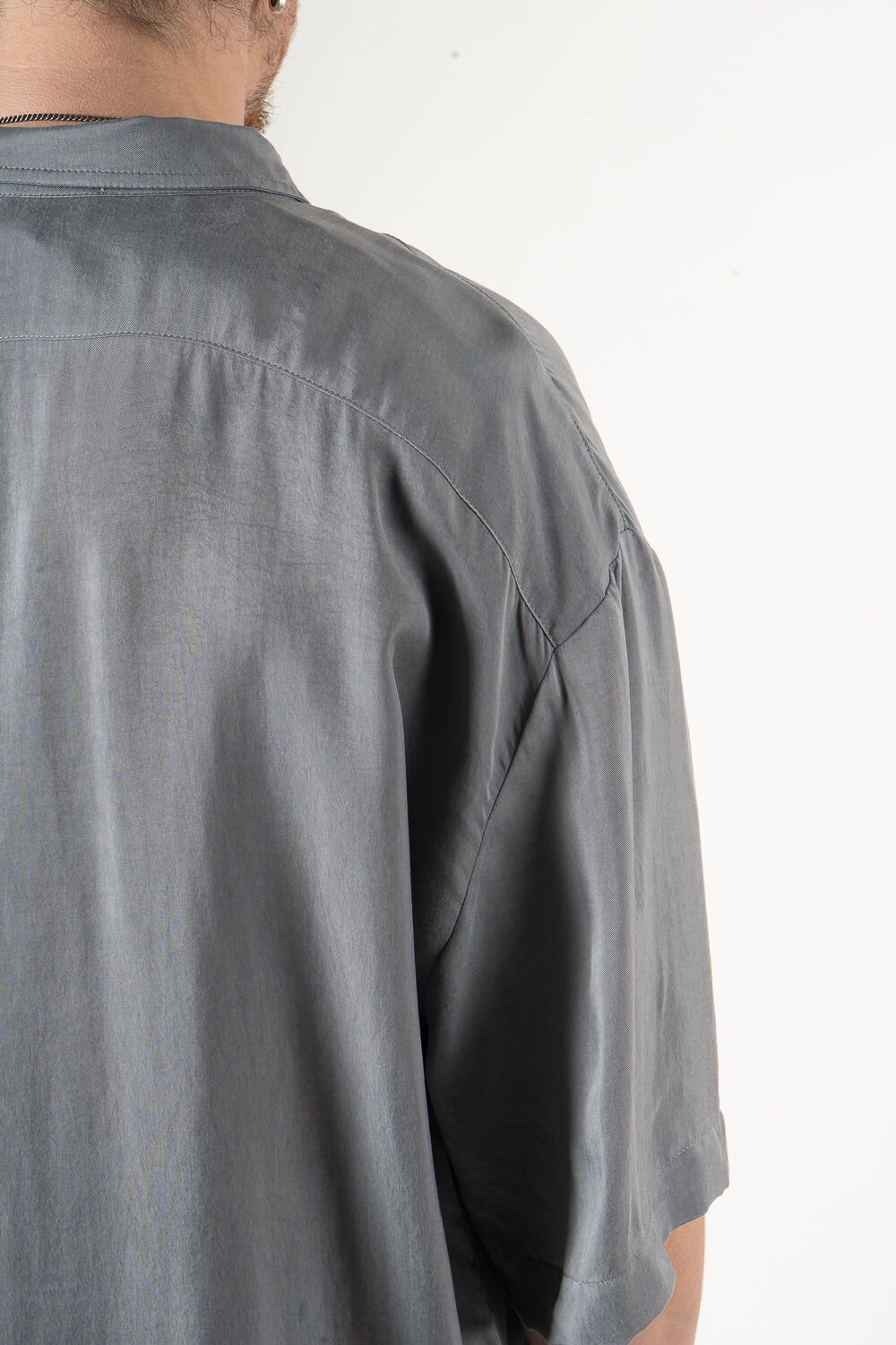 Pure Tuscan Silk Button-Up Shirt Grey