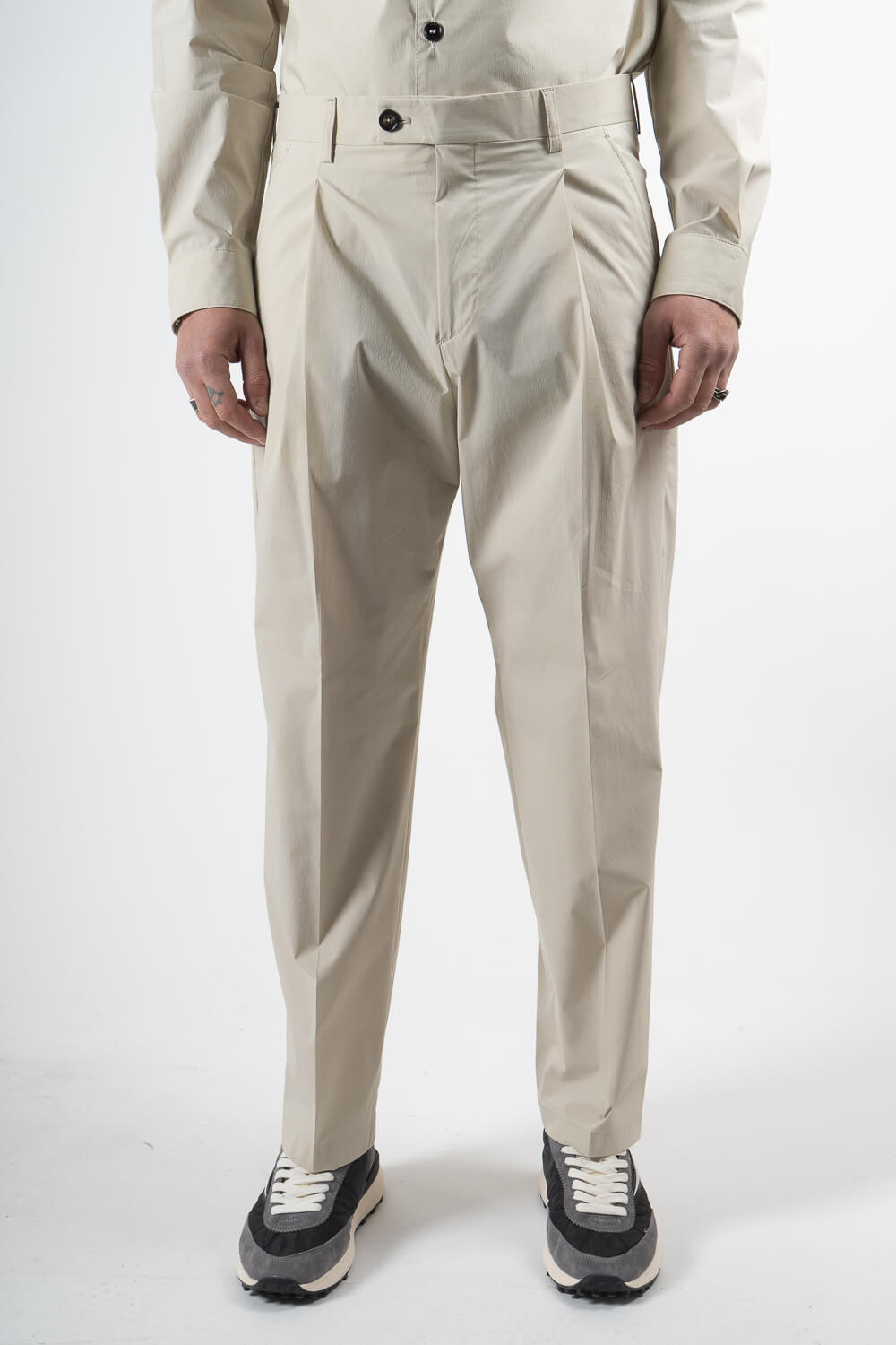 Raul Relaxed Fit Italian Cotton Trousers Beige