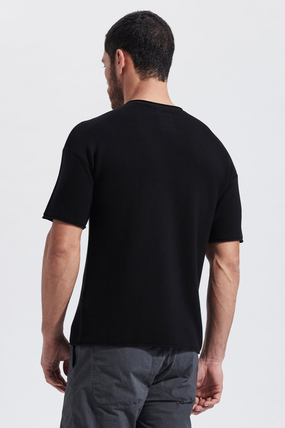 Raw Edge Knitted T-Shirt Black