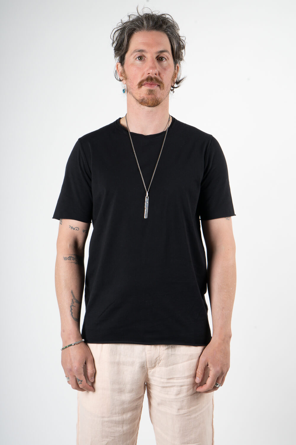 Raw Edge Regular Fit T-Shirt Black