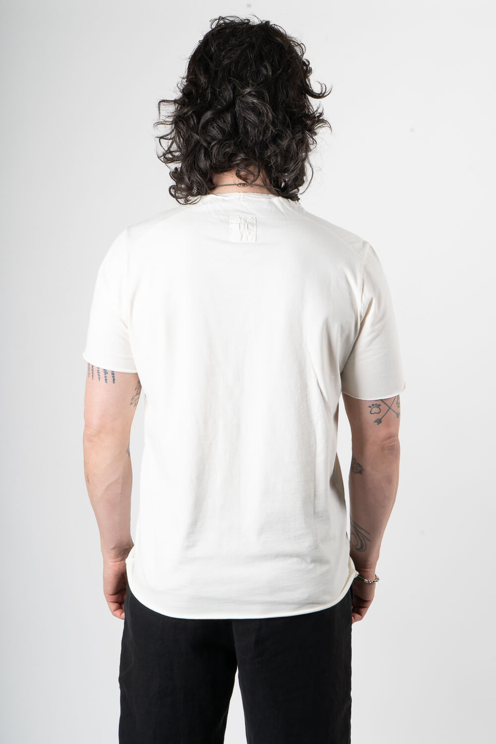 Raw Edge Regular Fit T-Shirt Cream