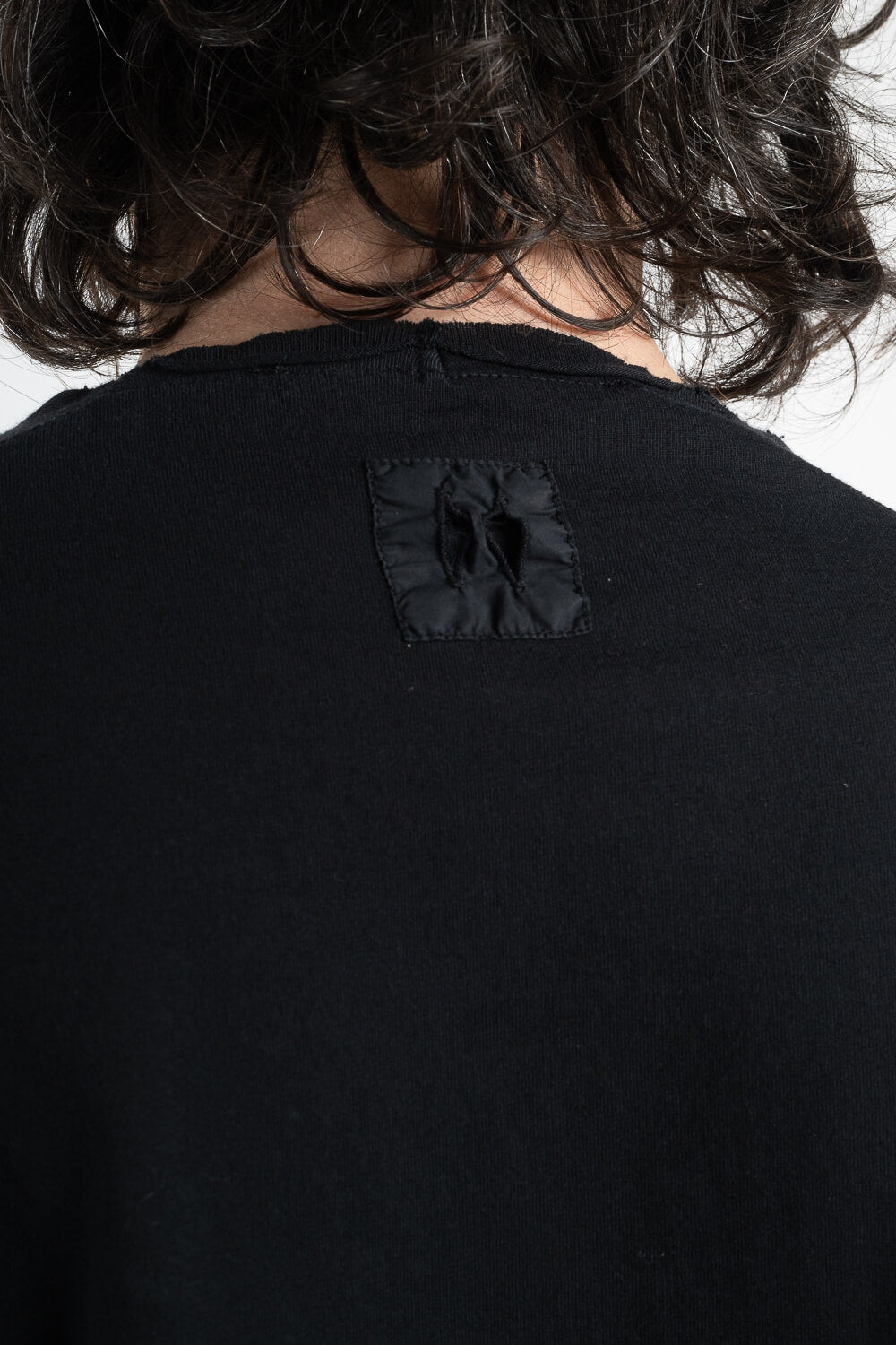 Raw Neck Regular Fit L/S T-Shirt Black