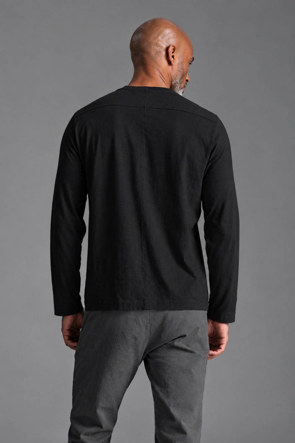 Cashmere/Cotton Moleskin Blend W/ Back Stitch Detail Sweatshirt Black
