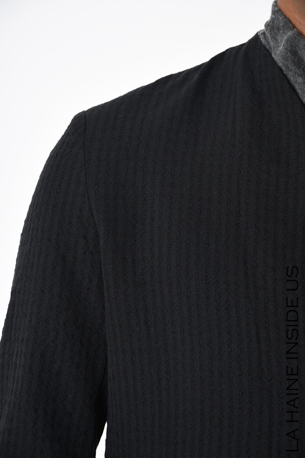 Regular Fit Linen/Wool Jacket Black