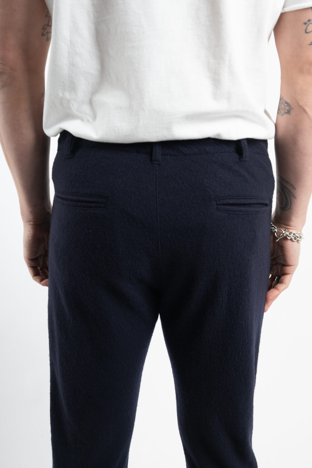 Regular Fit Boiled Wool Trousers Navy