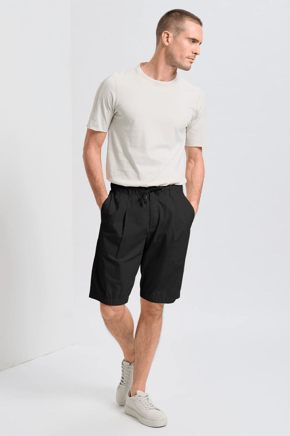 Regular Fit Cotton Jogger Bermuda Shorts Black