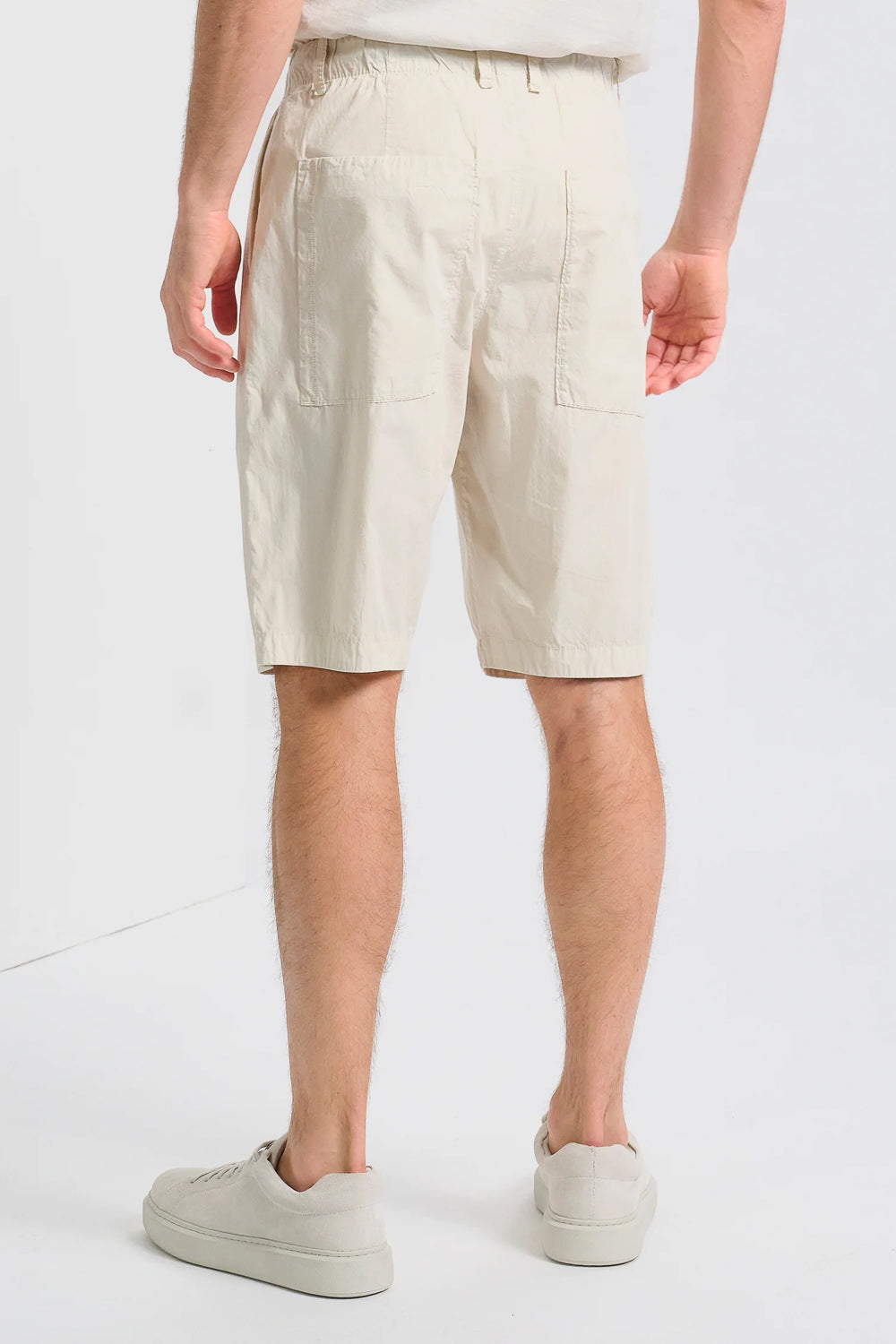 Regular Fit Cotton Jogger Bermuda Shorts Stone