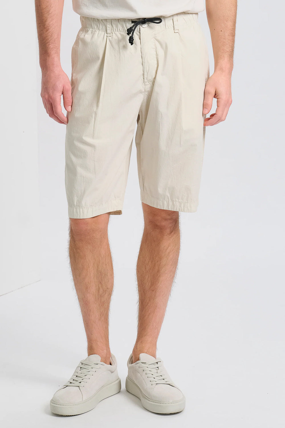 Regular Fit Cotton Jogger Bermuda Shorts Stone