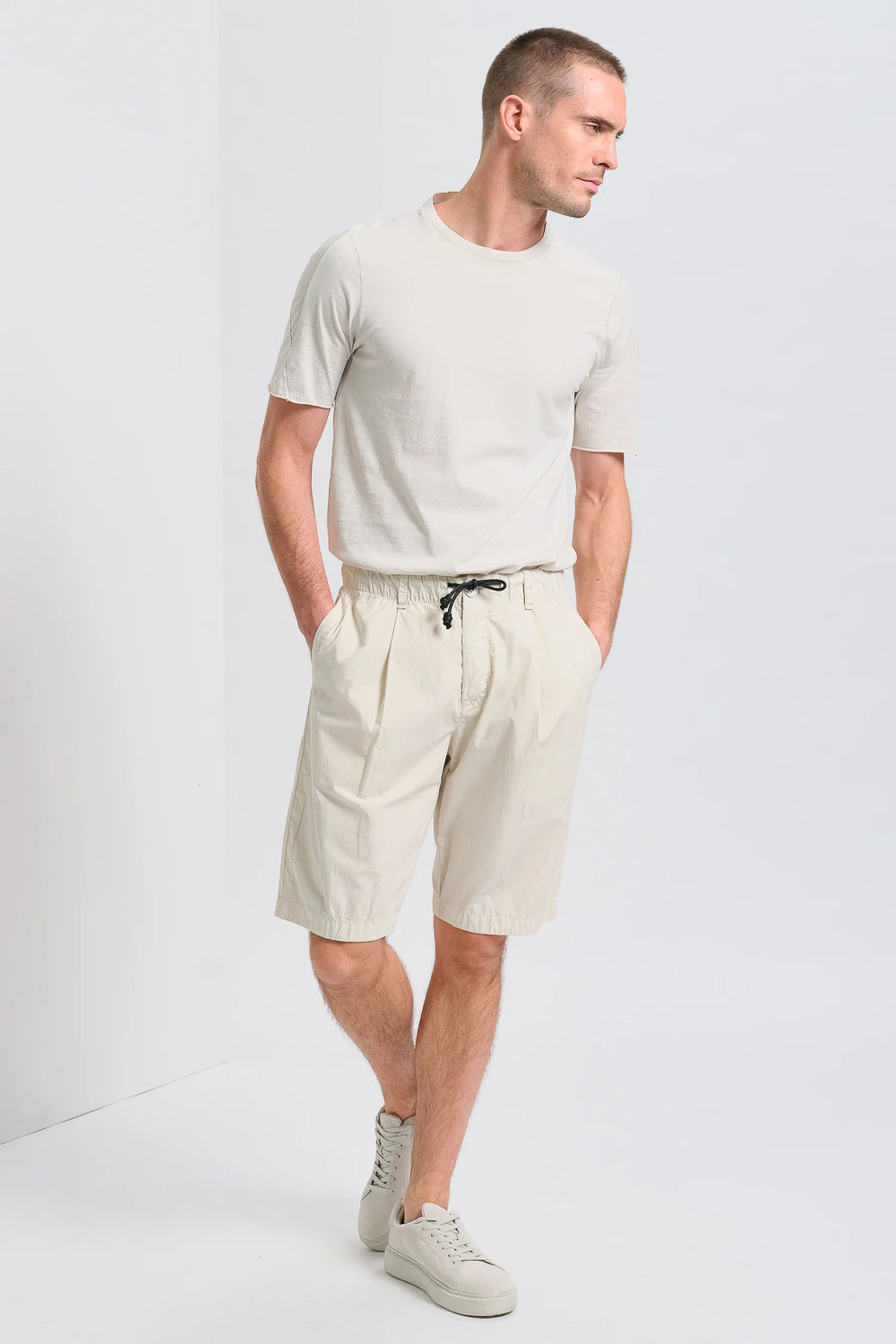 Regular Fit Cotton Jogger Bermuda Shorts Stone
