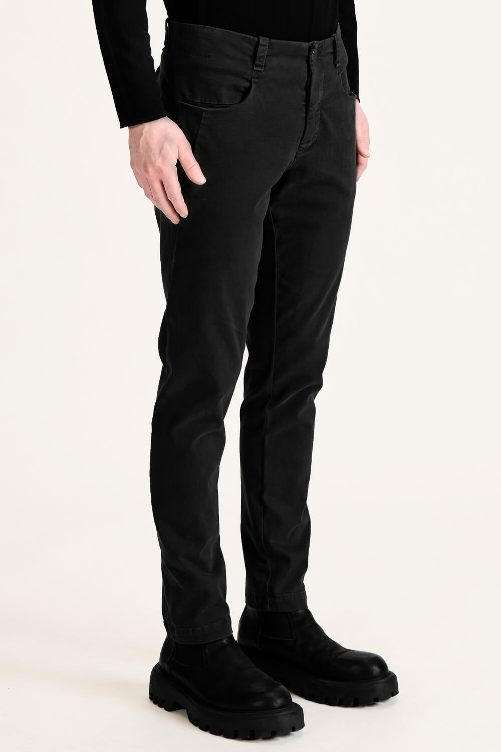 Regular Fit Italian Stretch Cotton 5 Pocket Trousers Black