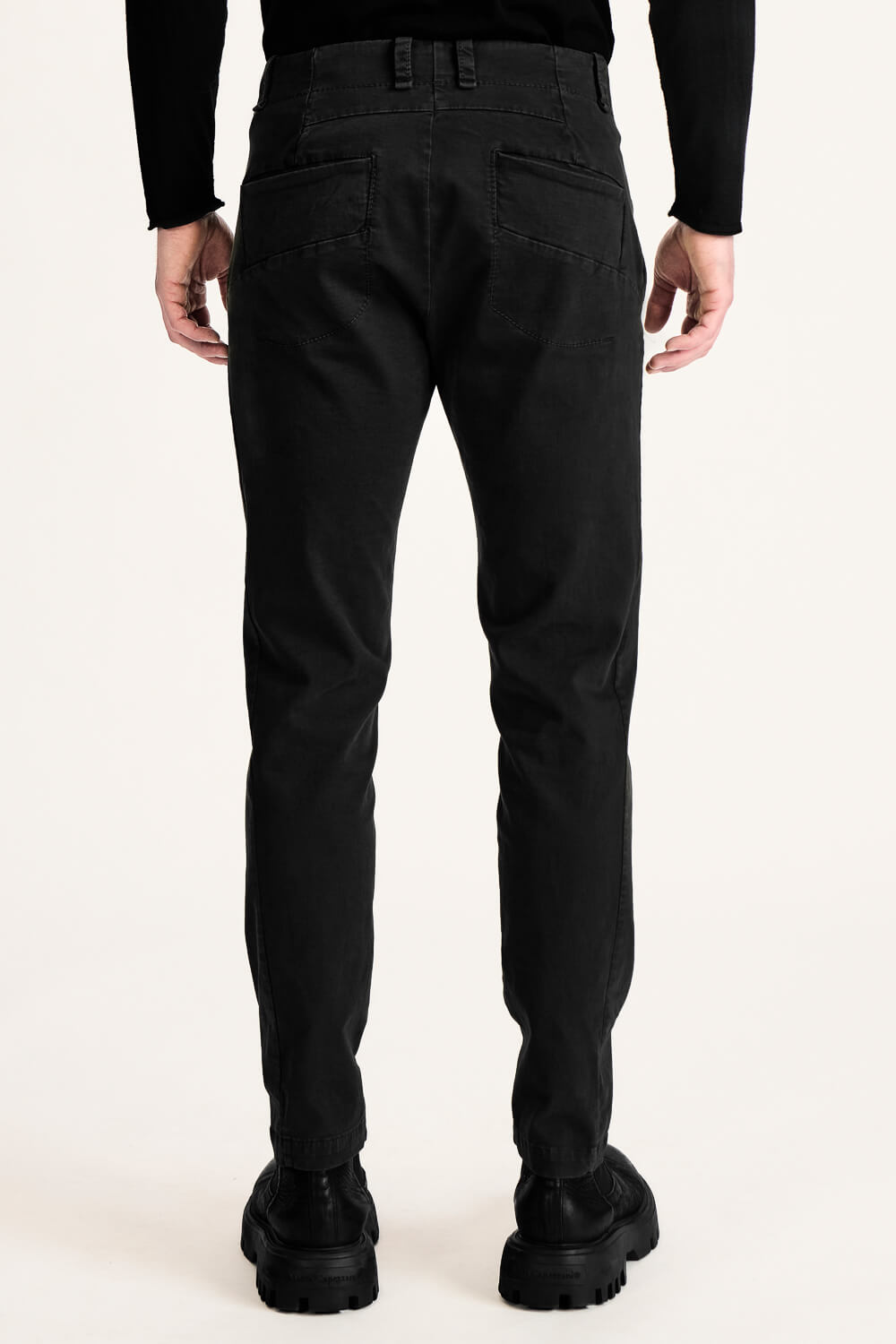 Regular Fit Italian Stretch Cotton 5 Pocket Trousers Black