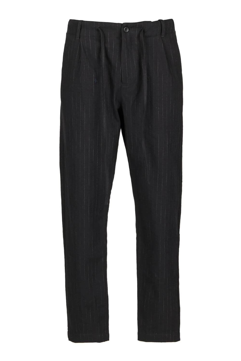 Relaxed Fit Wool Cotton Blend Trouser Black