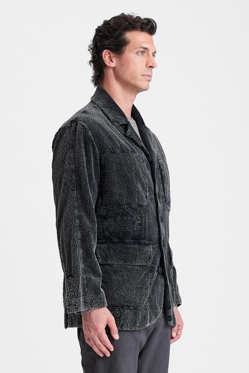 Relaxed-Fit Corduroy Field Jacket Charcoal