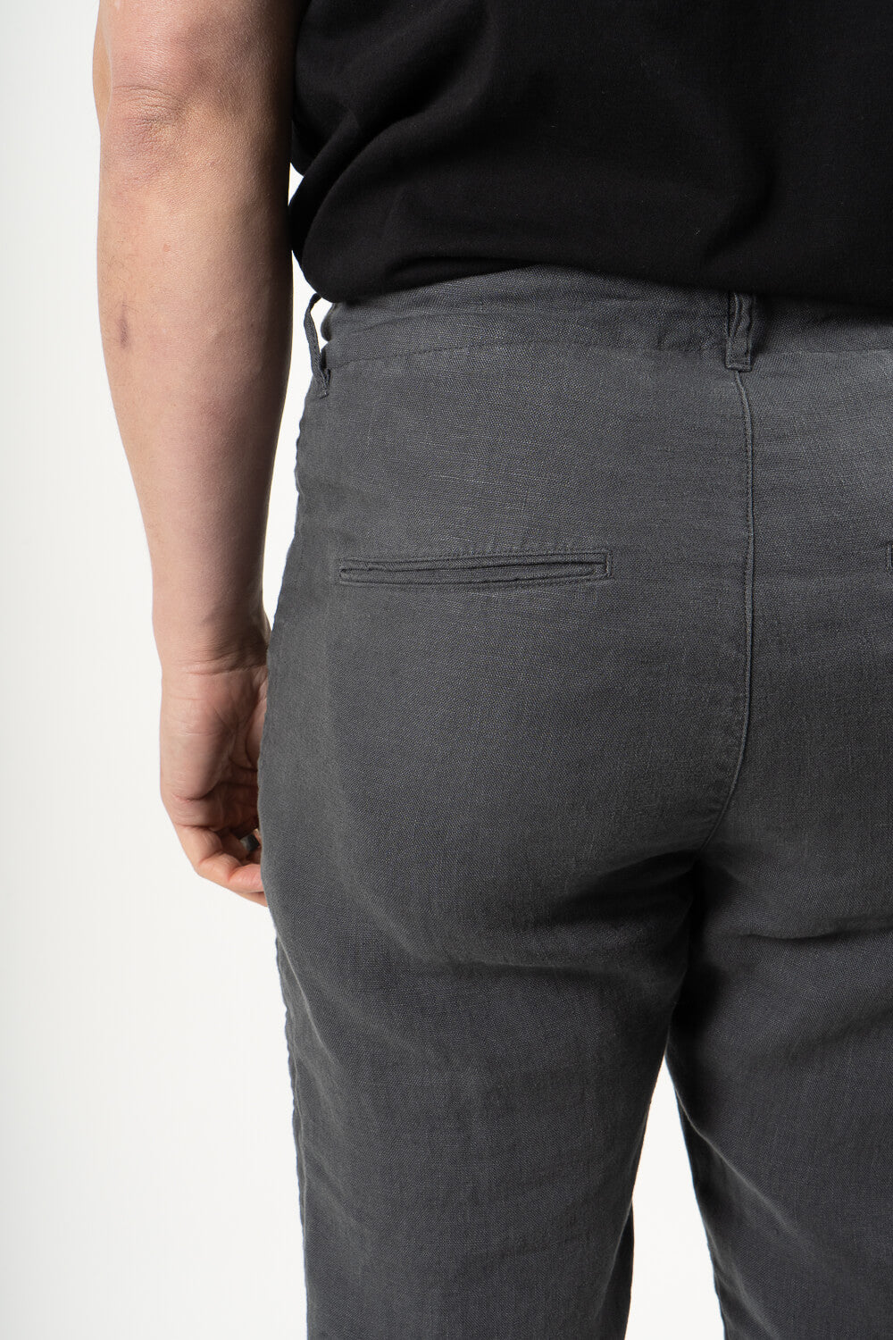 Relaxed Fit Linen Trousers Dark Grey