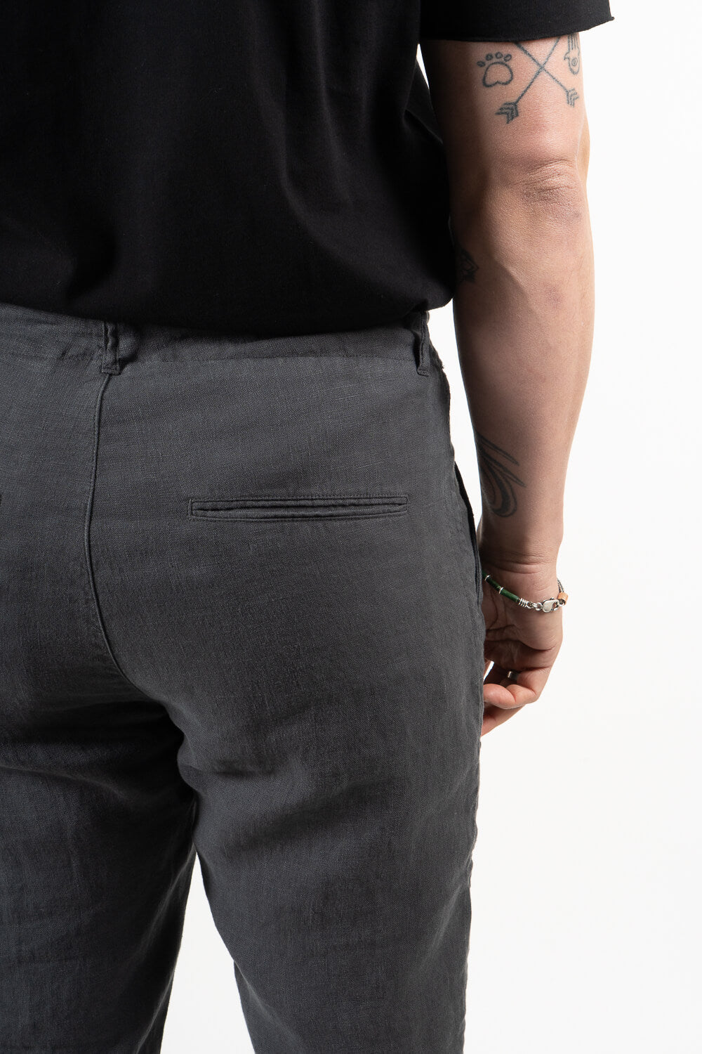 Relaxed Fit Linen Trousers Dark Grey
