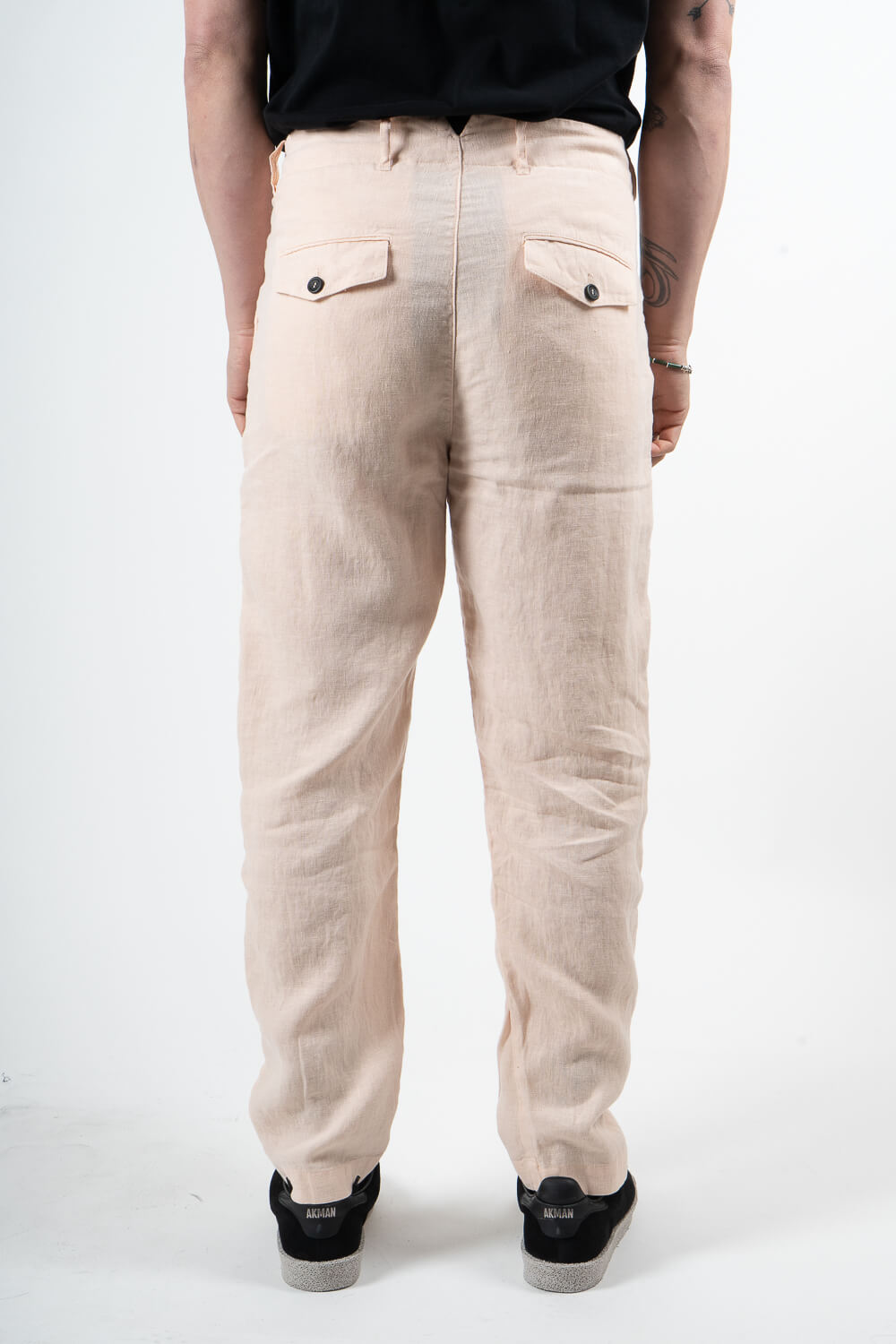 Relaxed Fit Linen Trousers Pink