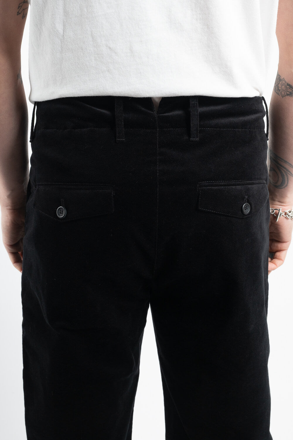 Relaxed Fit Velvet Trousers Black