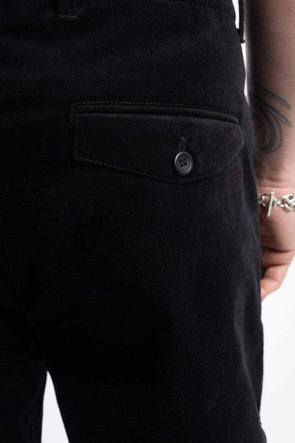 Relaxed Fit Velvet Trousers Black