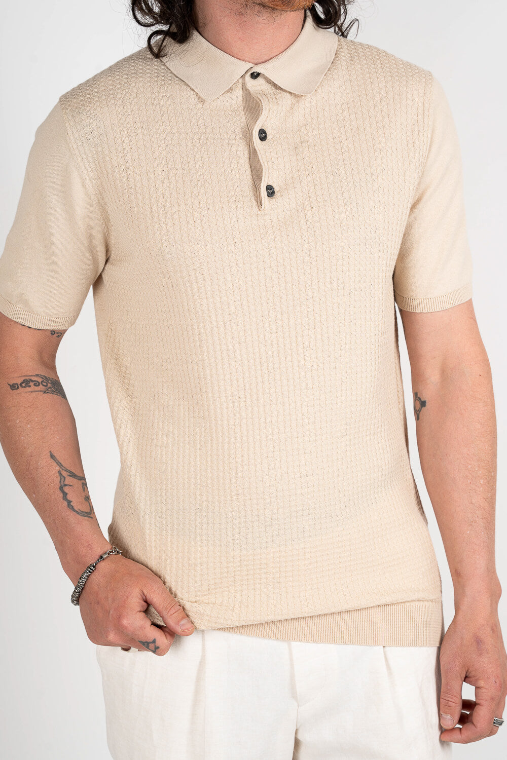 Retro Polo T-Shirt Beige