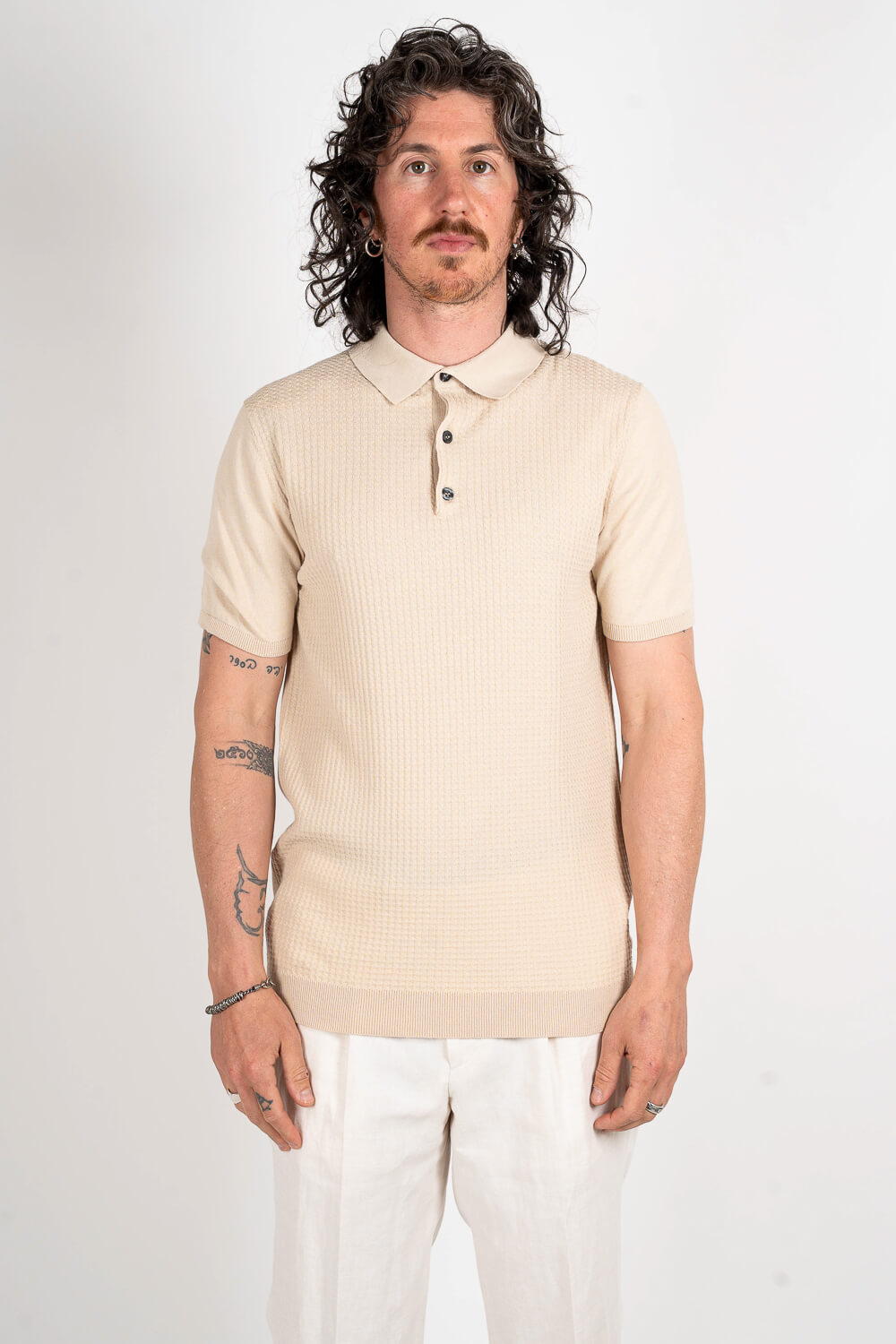Retro Polo T-Shirt Beige