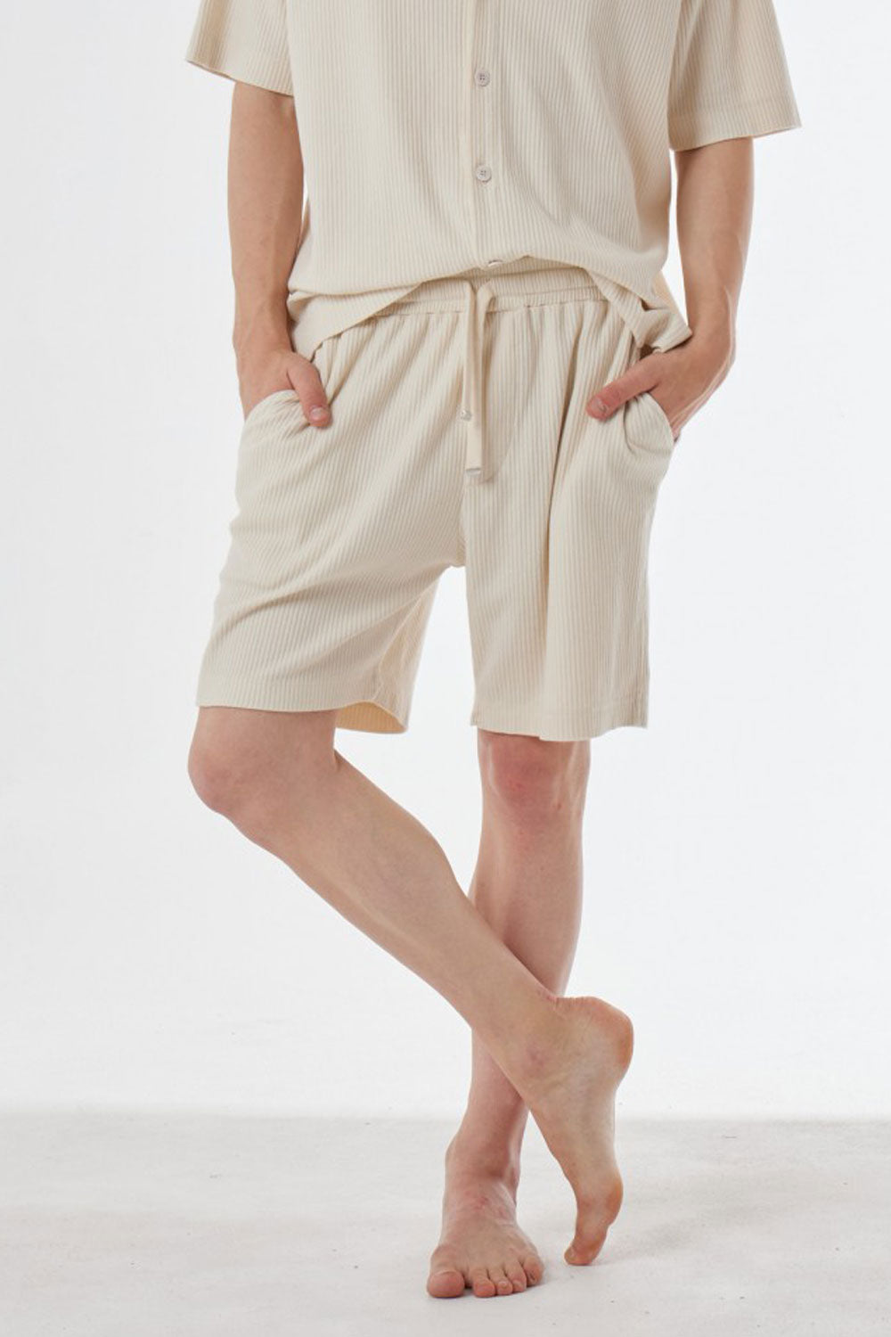 Ribbed Shorts Cream
