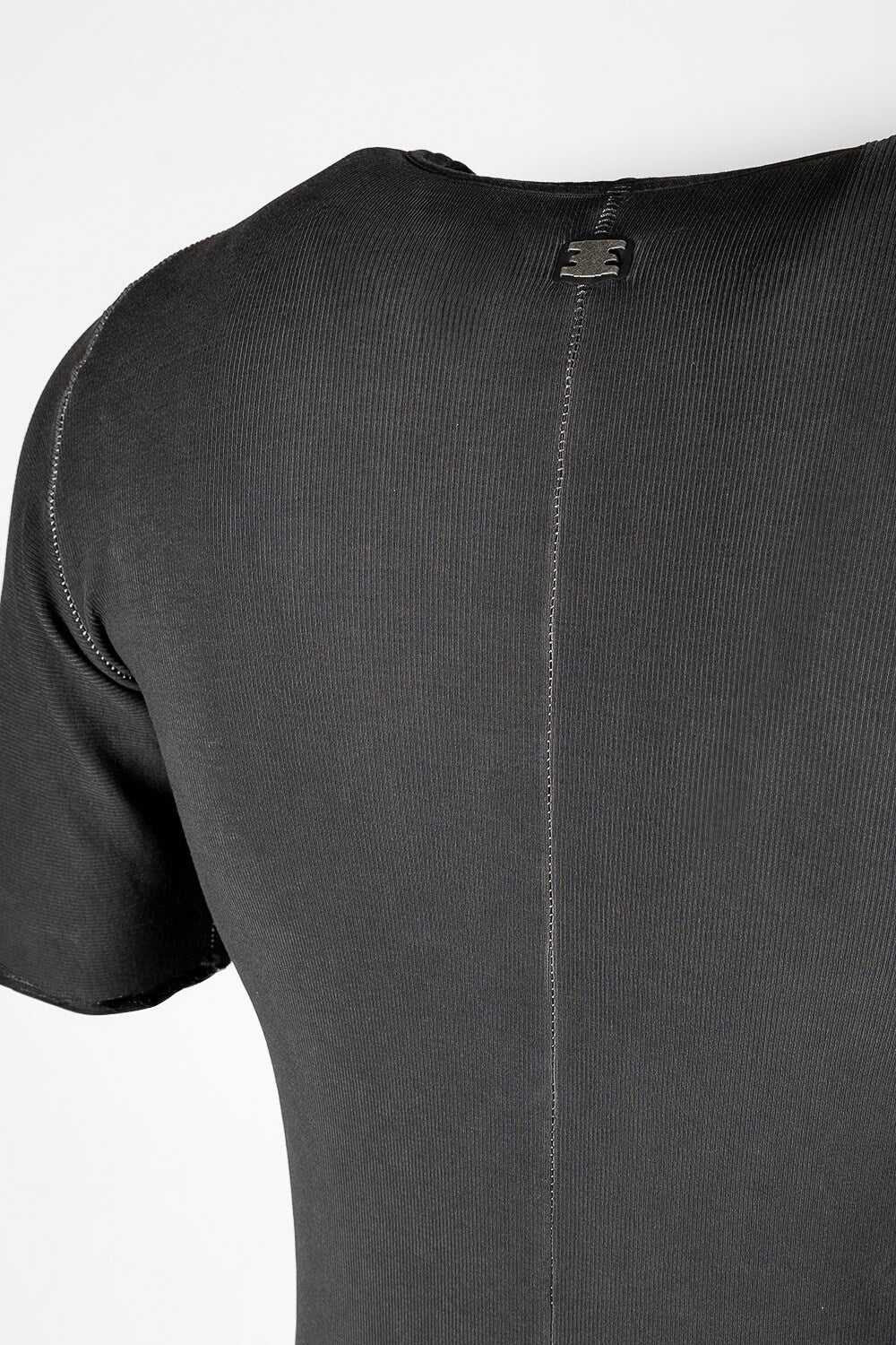 Ribbed Cotton T-Shirt Grey