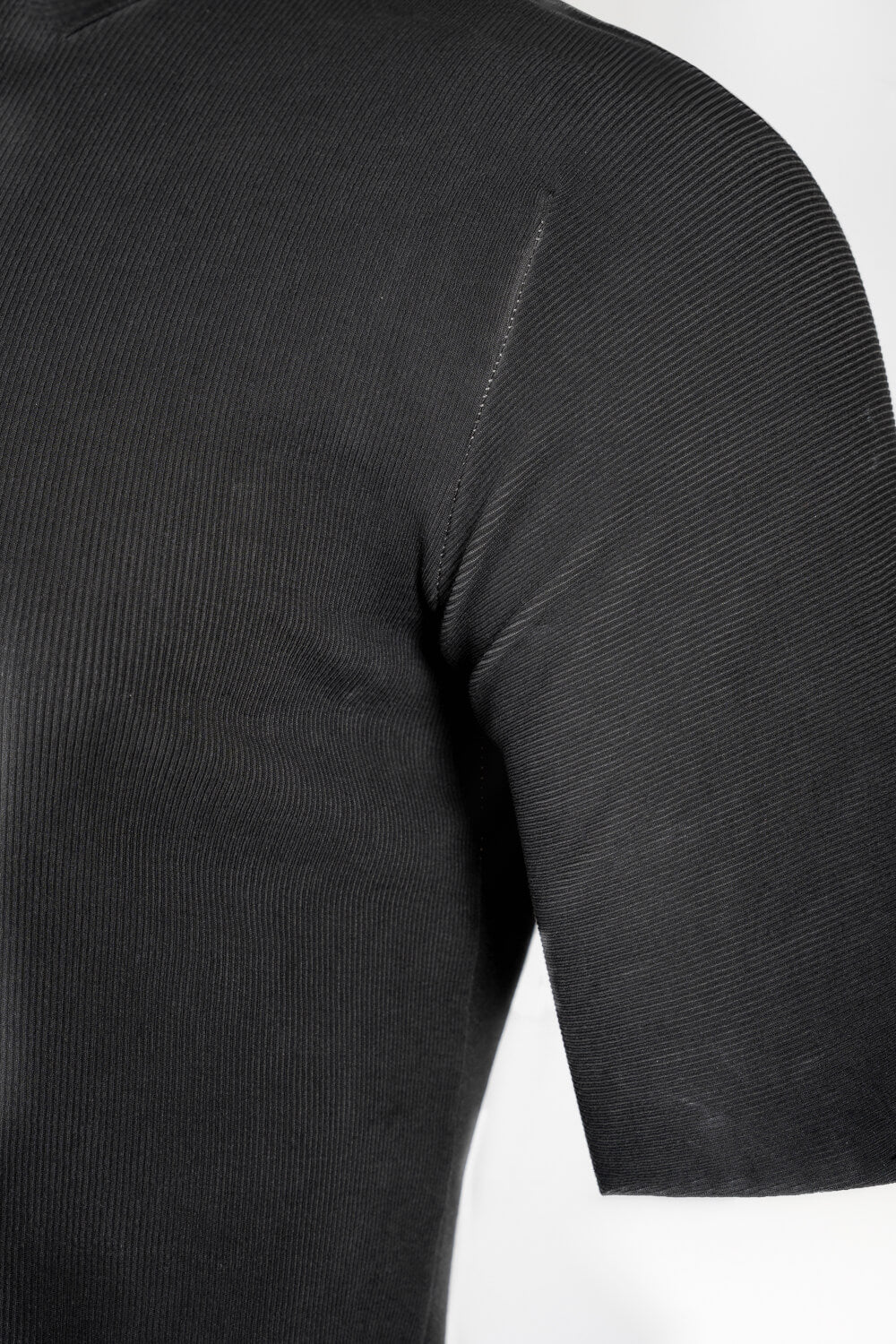 Ribbed Cotton T-Shirt Grey