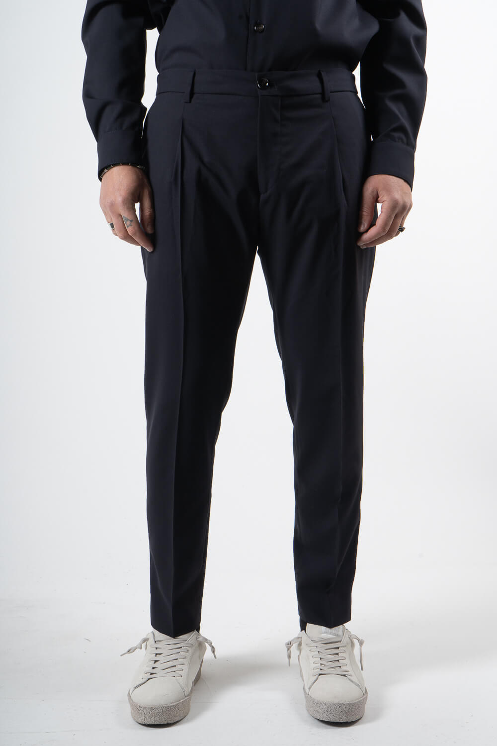 Riccardo Drawstring Regular Fit Trousers Navy