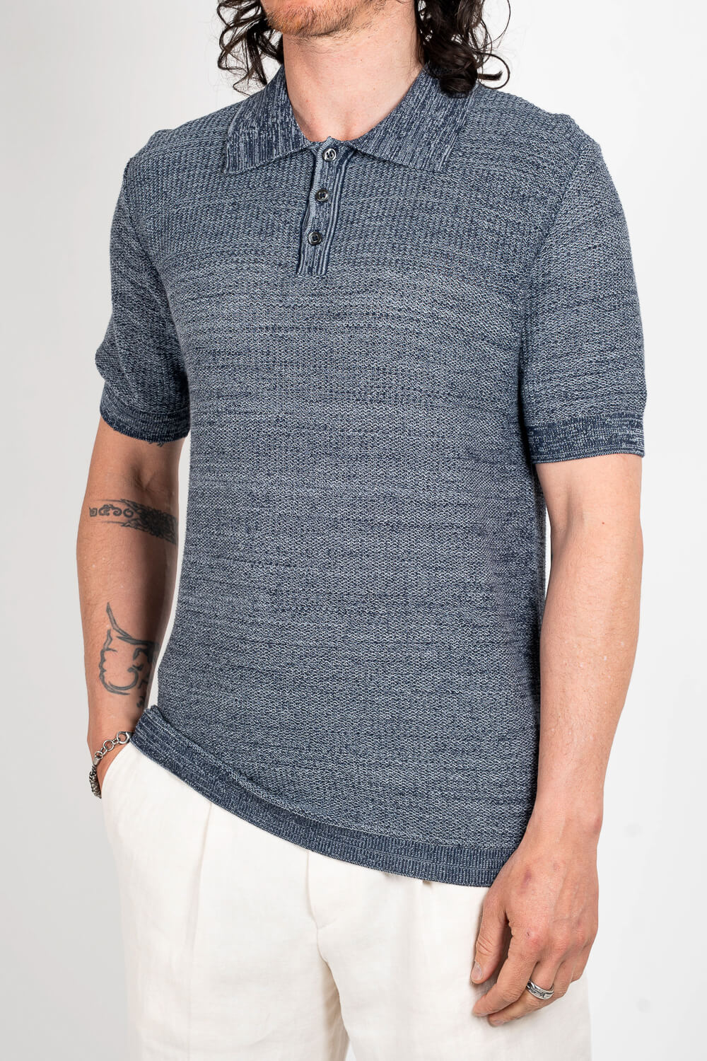 Rico Polo Lightweight Cotton T-Shirt Blue