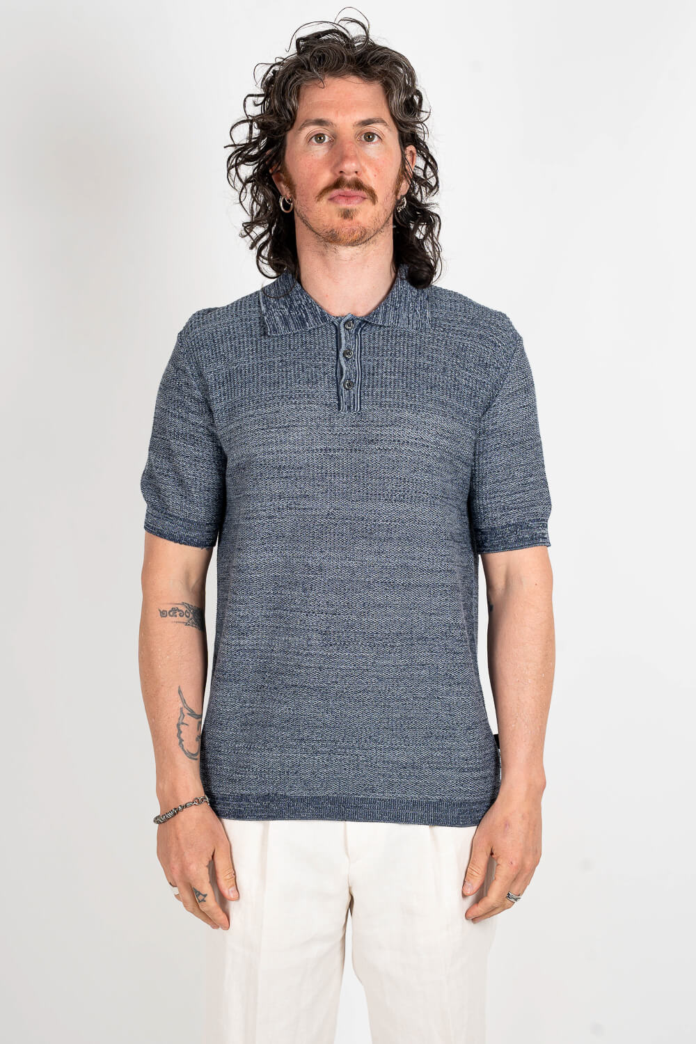 Rico Polo Lightweight Cotton T-Shirt Blue