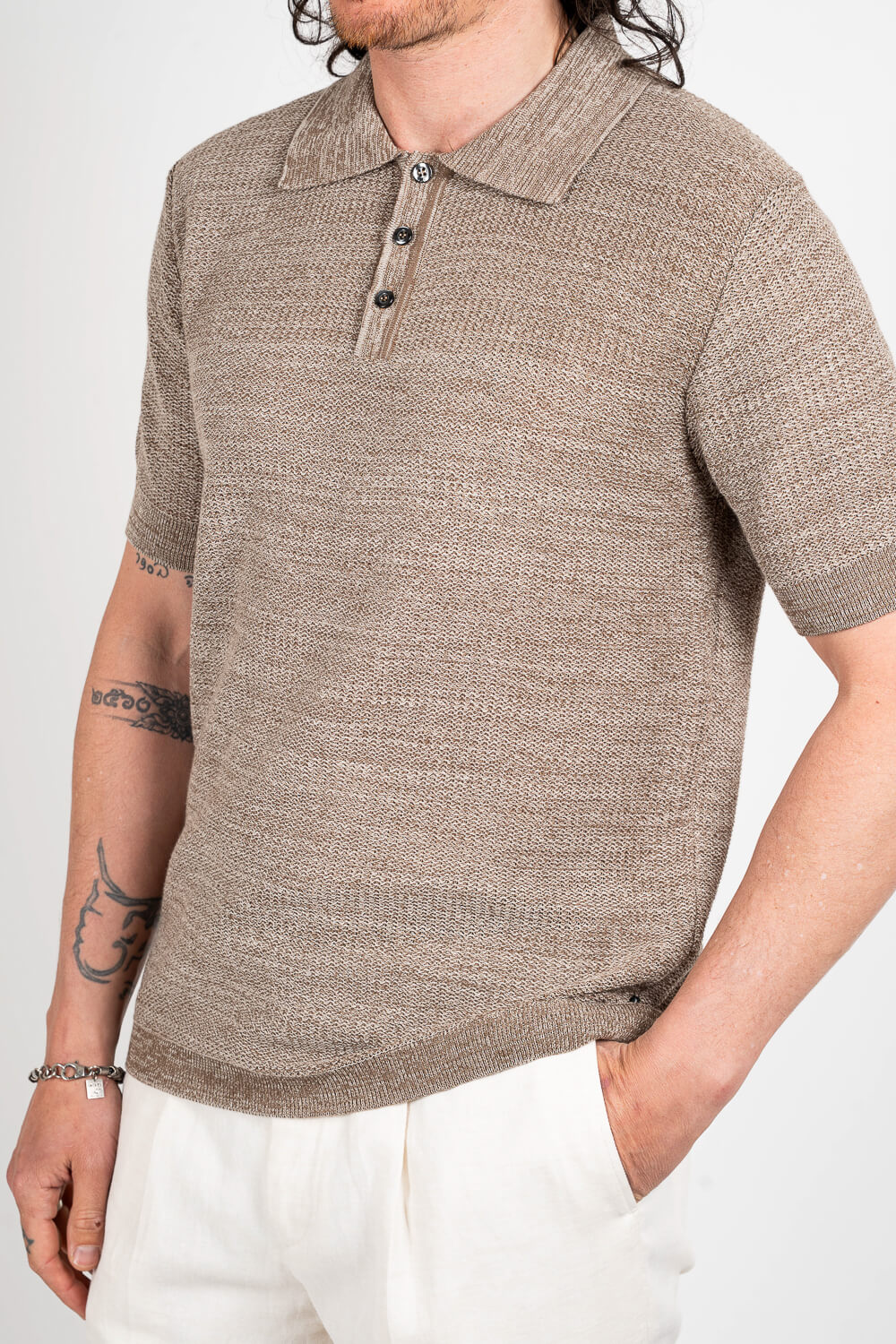 Rico Polo Lightweight Cotton T-Shirt Sand
