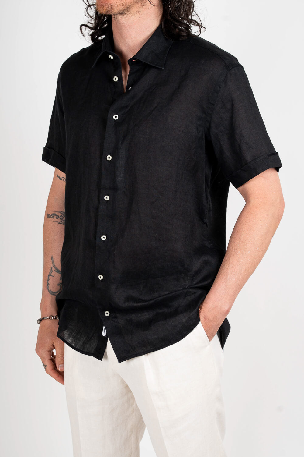 S/S State Soft ST Linen Shirt Black