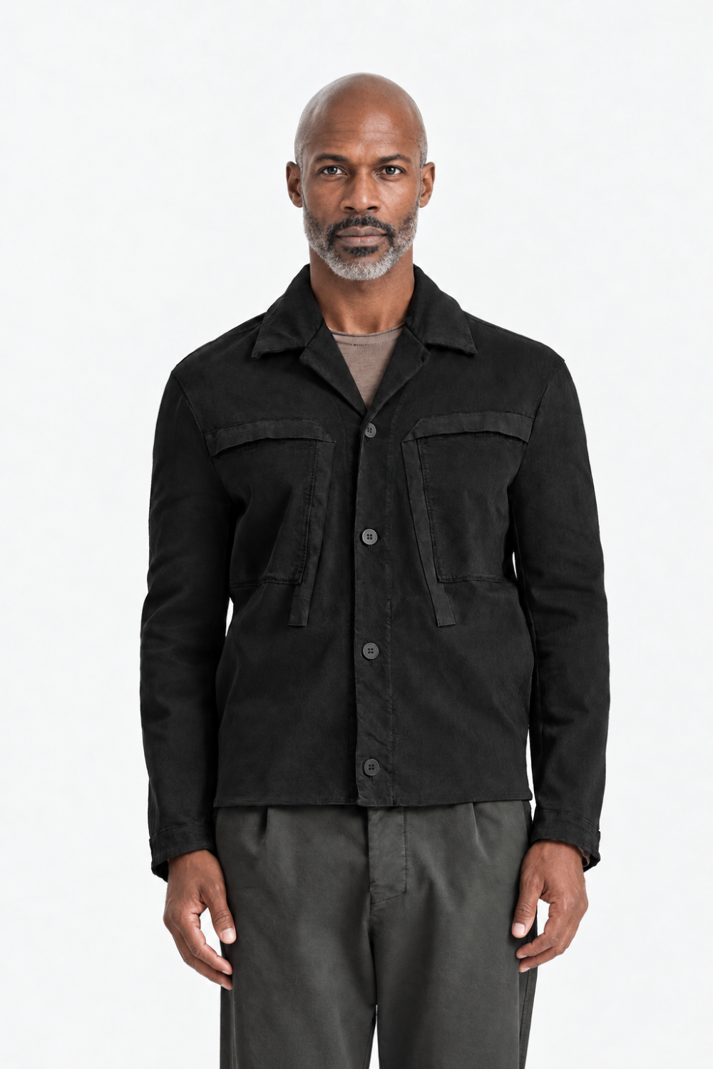 Regular-Fit Tencel & Stretch Modal Overshirt Black