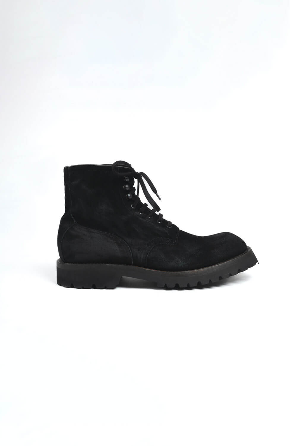 Brushed Effect Italian Suede Boot Black