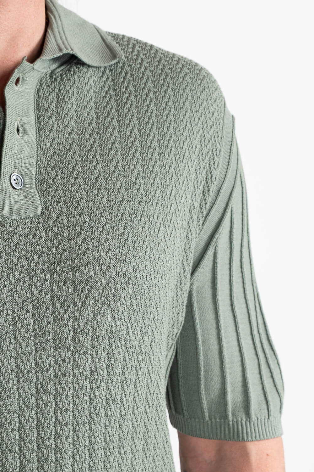 Side Patterned Detail Polo T-Shirt Green