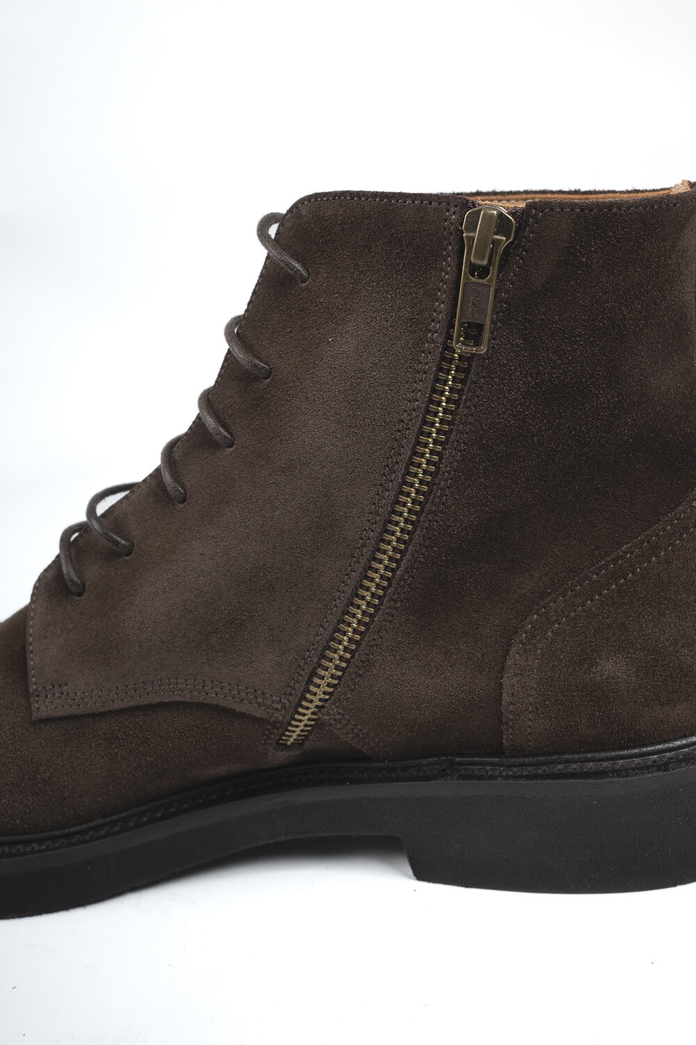 Side Zip Italian Suede Boot Brown