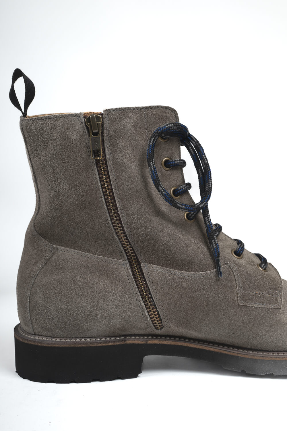 Side Zip Italian Suede Boot Grey
