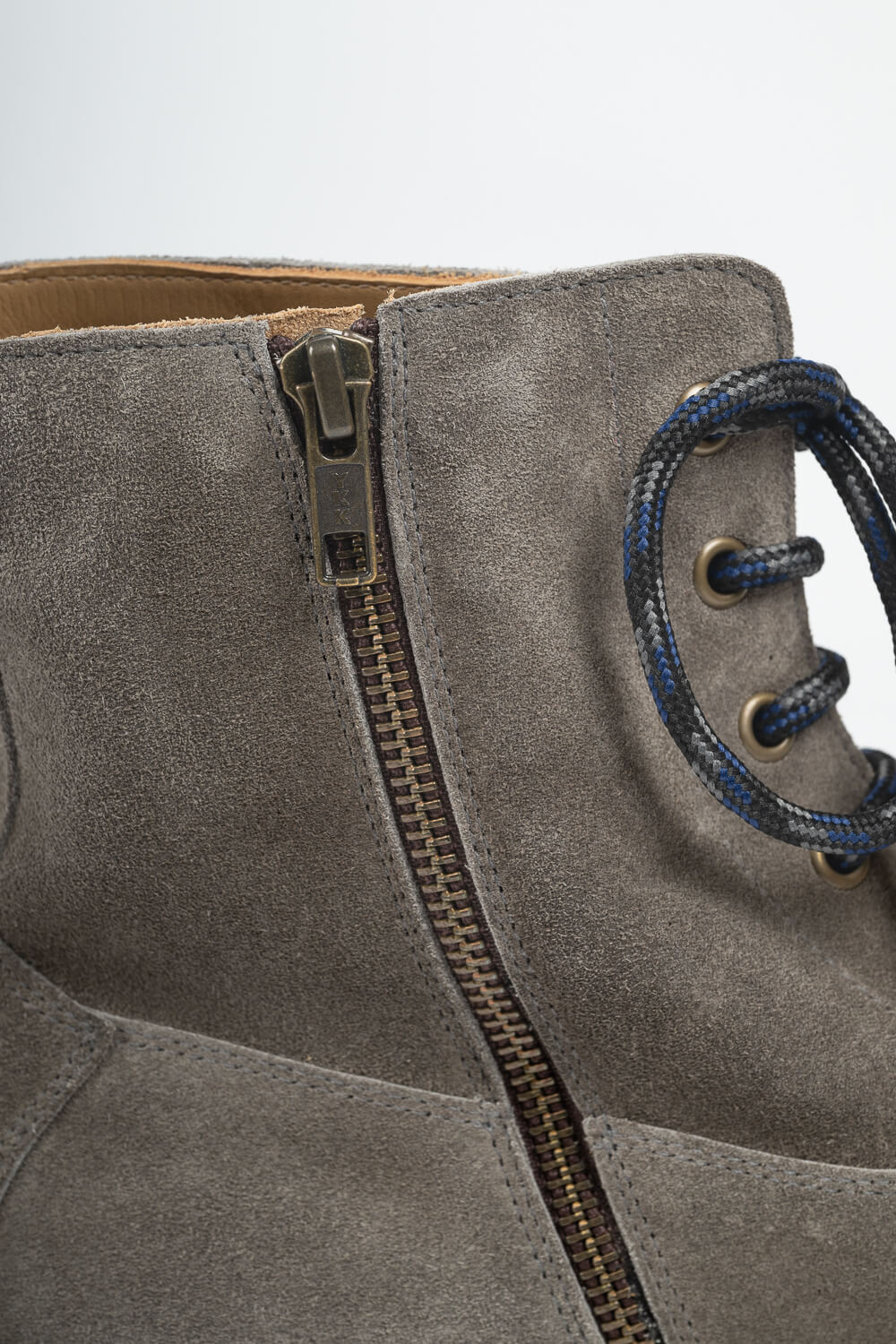 Side Zip Italian Suede Boot Grey