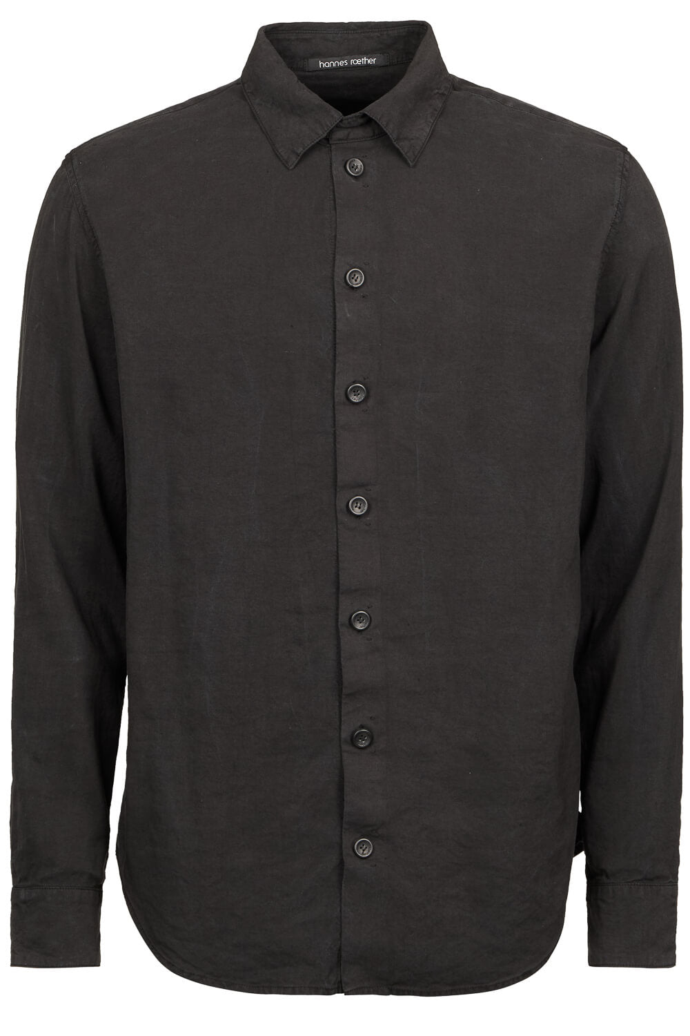 Silk/Linen Button-Up Shirt Black