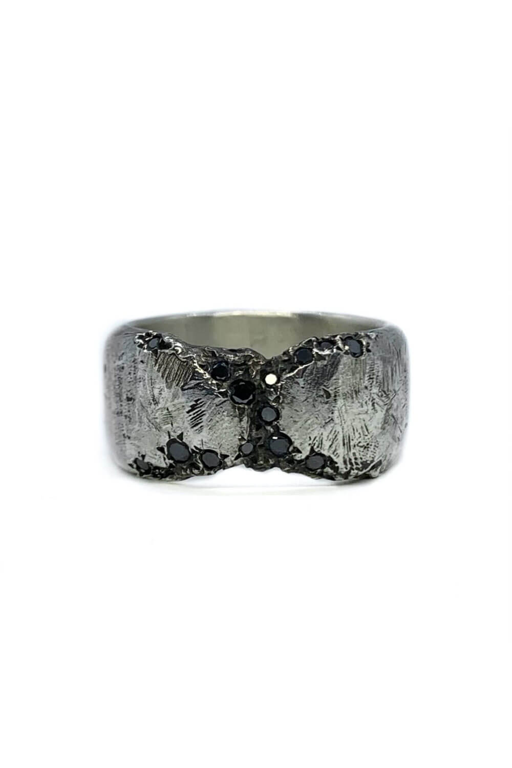 Sinful Ring Sterling Silver W/ Black Diamonds Detail