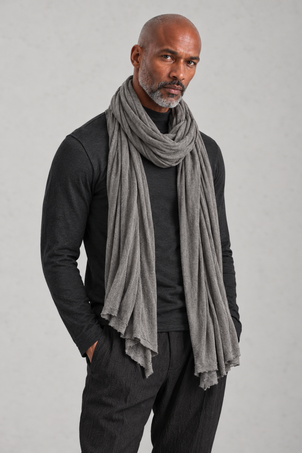 Viscose Keffiyeh Long Scarf Grey