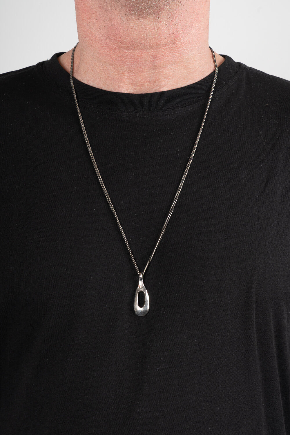Source Necklace Silver W/ Black Diamonds Detail